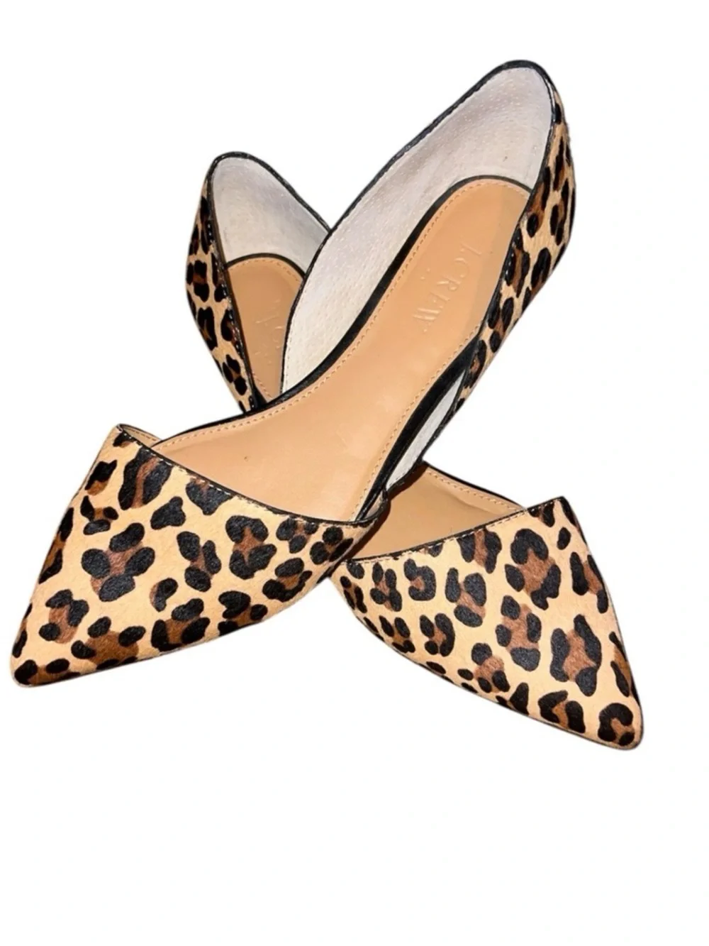 J. Crew Leopard Print Pointed D'Orsay Flats - Brown/Black